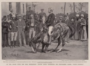 Na frente com a expedição do Nilo, Slatin Pasha exibindo seu pudim de cavalo de execução de ameixa